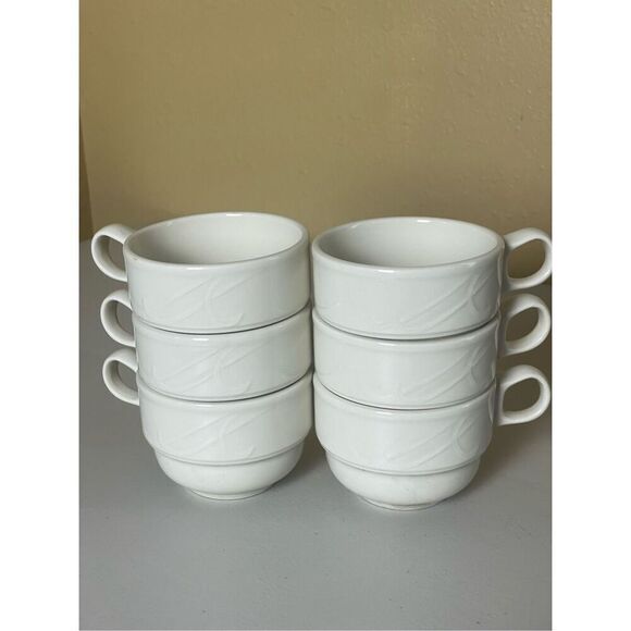 Homer Laughlin Other - 6 Vintage Homer Laughlin China Stackable Coffee Tea Mugs Set of Restaurant Cups